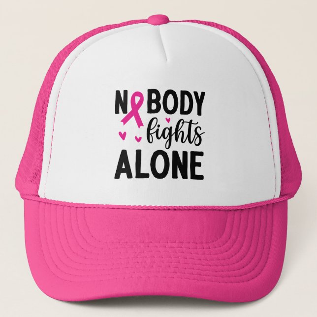 Breast Cancer Awareness with Pink Ribbon   Trucker Hat (Front)