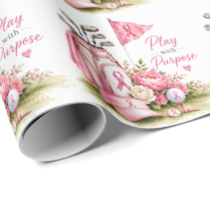 Breast Cancer Awareness with Pink ribbon Wrapping Paper