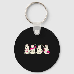 Breast Cancer Awareness Women Funny Halloween Ghos Key Ring