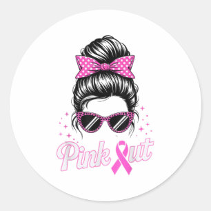 Breast Cancer Awareness Women In October We Wear N Classic Round Sticker