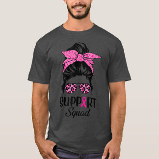 Breast Cancer Awareness  Women Messy Bun Support S T-Shirt