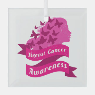 breast cancer awareness womens butterfly pink octo glass tree decoration