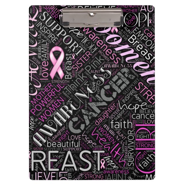 Breast Cancer Awareness Word Cloud ID261 Clipboard (Front)