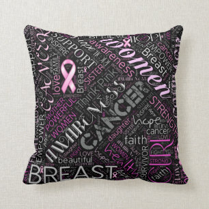 Breast Cancer Awareness Word Cloud ID261 Cushion