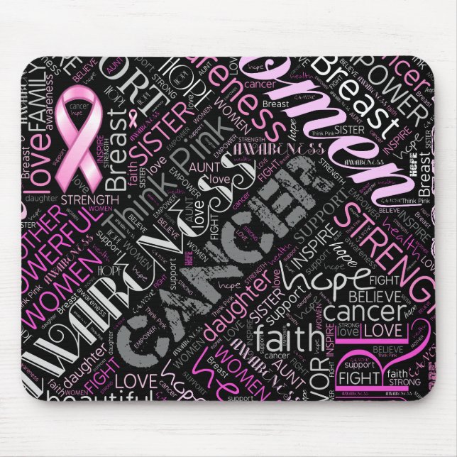 Breast Cancer Awareness Word Cloud ID261 Mouse Pad (Front)