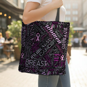 Breast Cancer Awareness Word Cloud ID261 Tote Bag