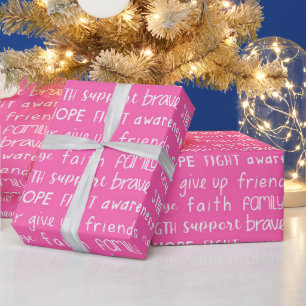 Breast Cancer Awareness Word Pattern Wrapping Paper