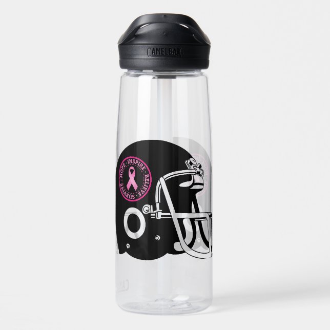 Breast Cancer Awearness Football Water Bottle (Back)