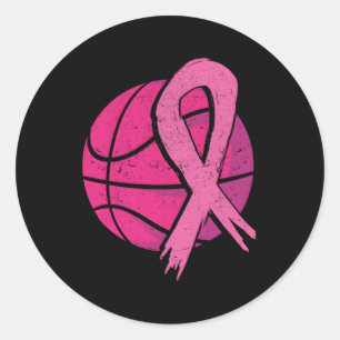 Breast Cancer Basketball Ball K Ribbon Carcinomas Classic Round Sticker