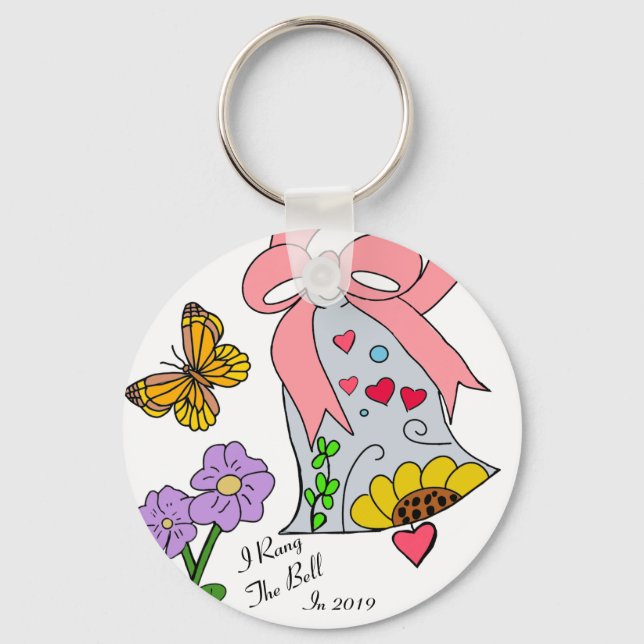 Breast cancer bell and ribbon key ring (Front)