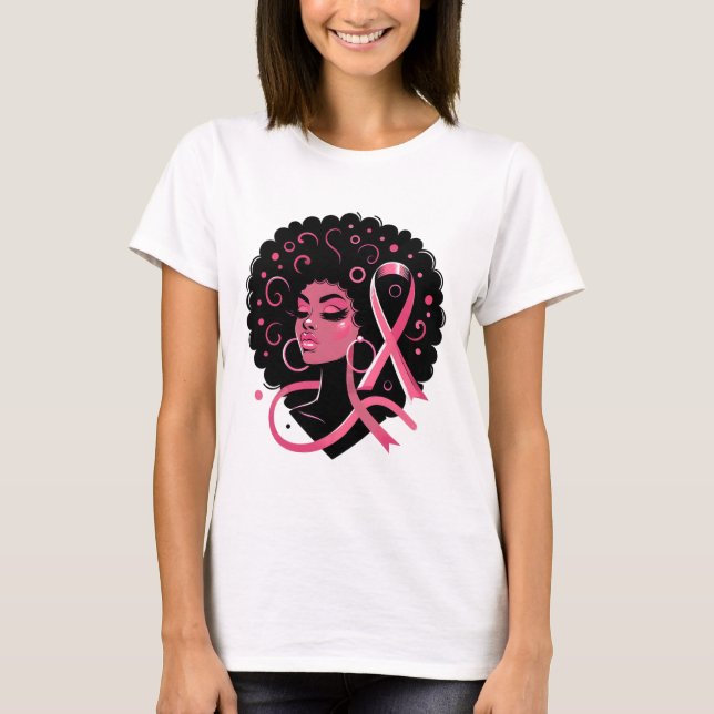 Breast Cancer Black African American Women Support T-Shirt (Front)