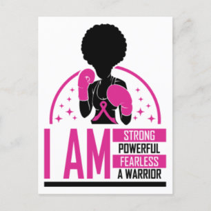 Breast cancer black woman warrior melanin survivor holiday postcard