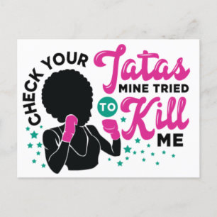 Breast cancer black woman warrior melanin survivor postcard