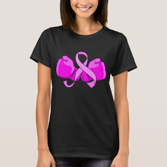 Breast Cancer Boxing Glove Fighter T-Shirt (Front)