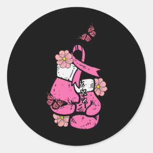 Breast Cancer Boxing Glove Pink Ribbon Awareness F Classic Round Sticker