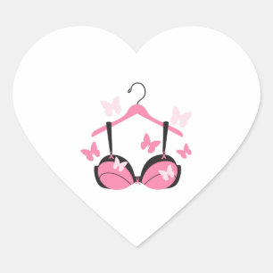 Breast Cancer Bra Heart Sticker