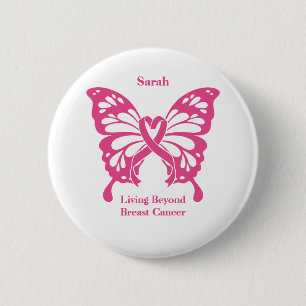 Breast Cancer Butterfly Support and Awareness 6 Cm Round Badge