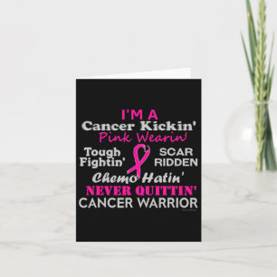Breast Cancer Cancer Kickin' Chemo Hatin' Warrior Card
