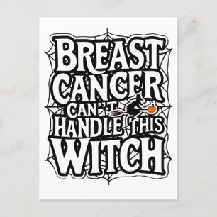 Breast Cancer Can't Handle this Witch Halloween  Holiday Postcard