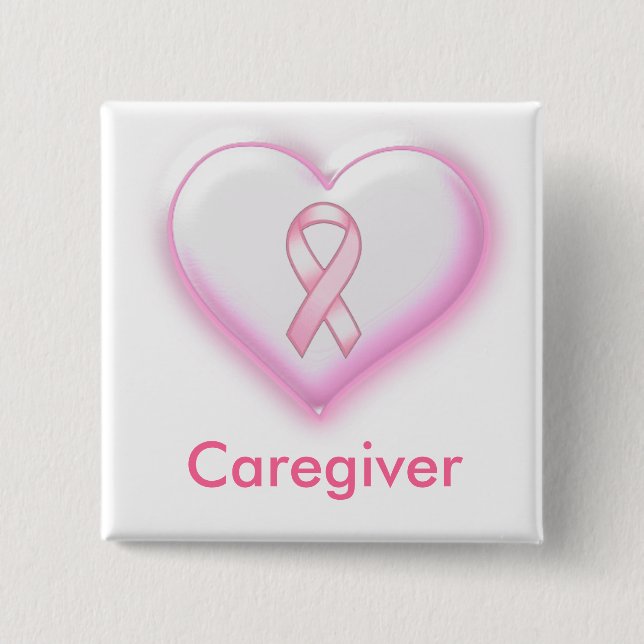Breast Cancer Caregiver Button Pin (Front)