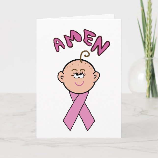 Breast Cancer Chemo Lady  "Amen" Greeting Card (Front)