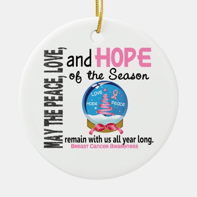 Breast Cancer Christmas 3 Snow Globe Ornaments (Front)