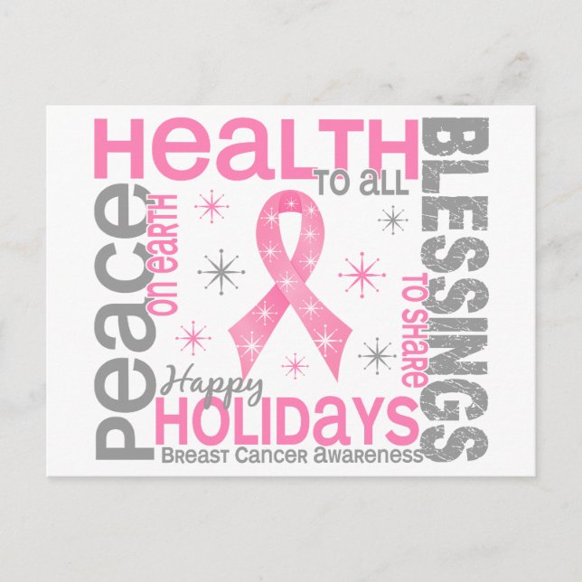 Breast Cancer Christmas 4 Holiday Snowflakes (Front)