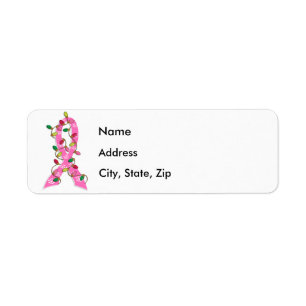 Breast Cancer Christmas Lights Ribbon Return Address Label