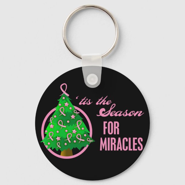 Breast Cancer Christmas Miracles Key Ring (Front)