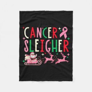 Breast Cancer Christmas Nk Ribbon Santa Sleigh Rei Fleece Blanket