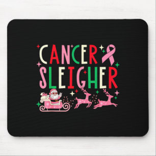 Breast Cancer Christmas Nk Ribbon Santa Sleigh Rei Mouse Pad