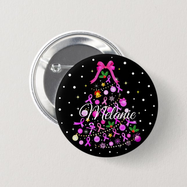 Breast Cancer Christmas Tree 6 Cm Round Badge (Front & Back)