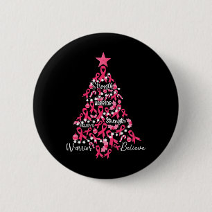 Breast Cancer Christmas Tree Pink Ribbon Fight Awa 6 Cm Round Badge