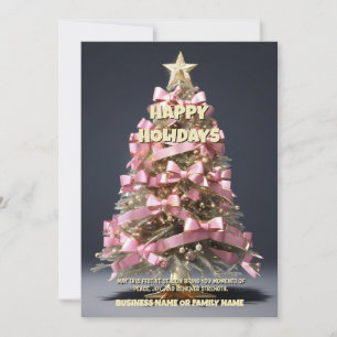 Breast cancer Christmas tree pink ribbon oncology Holiday Card