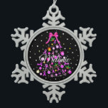 Breast Cancer Christmas Tree Snowflake Pewter Christmas Ornament<br><div class="desc">Unique and beautiful Christmas tree with pink ribbons,  snowflakes,  and diamonds to support Breast Cancer Awareness during the holiday season. A great gift for breast cancer survivors,  fighters,  as well as their families and friends.</div>