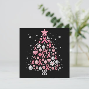 Breast Cancer Christmas Tree Snowflakes Xmas Holiday Card