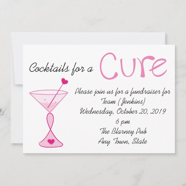 Breast Cancer/Cocktails for a Cure Invitation (Front)