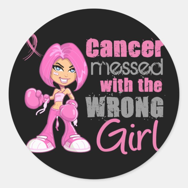 Breast Cancer Combat Girl 1 Classic Round Sticker (Front)
