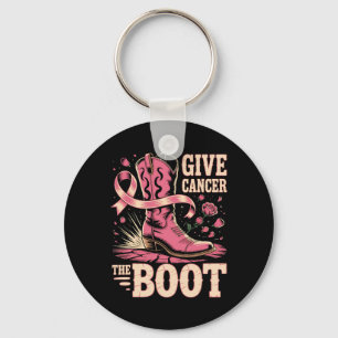 Breast Cancer Cowboy Give Cancer The Boot Cowgirl Key Ring