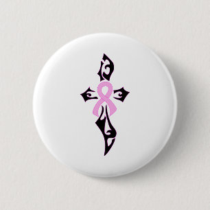 Breast Cancer Cross 6 Cm Round Badge