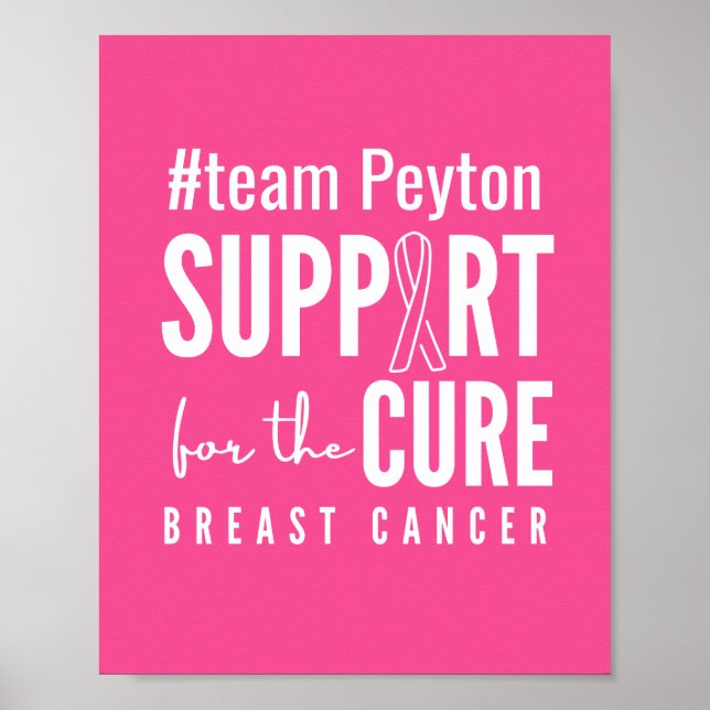 breast cancer custom name Poster Prints Sign (Front)