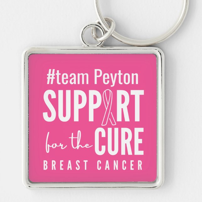 breast cancer custom name support Keychain pink (Front)