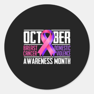 Breast Cancer Domestic Violence Awareness Classic Round Sticker