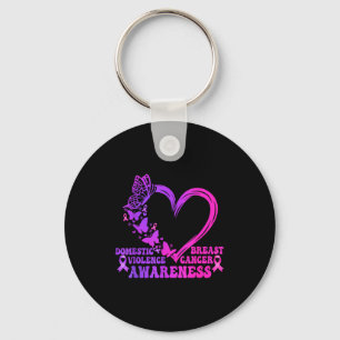 Breast Cancer Domestic Violence Awareness Design Key Ring