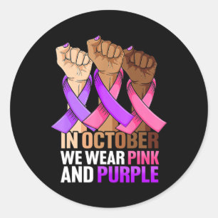 Breast Cancer Domestic Violence Awareness Pink Pur Classic Round Sticker