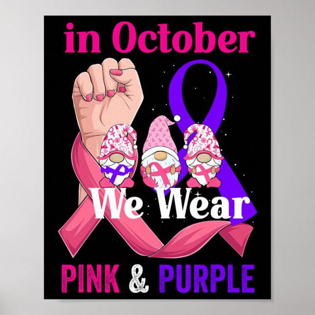 Breast Cancer Domestic Violence Awareness Pink Pur Poster (Front)