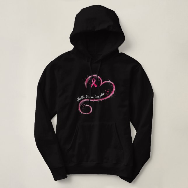Breast Cancer Faith Cure Inspire Pink Ribbon Breas Hoodie (Design Front)
