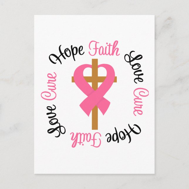 Breast Cancer Faith Hope Love Cross Postcard (Front)