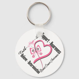 Breast Cancer Faith Hope Love Key Ring
