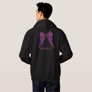 Breast Cancer Faith Hope Love Wings Awareness Back Hoodie